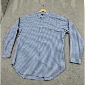 Ralph Lauren Shirt Men XLT Blue Check Flesh Pony  Preppy Blokecore Ivy League